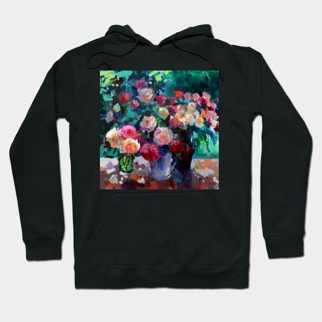 Flowers on The Garden Table Hoodie by aastankovic